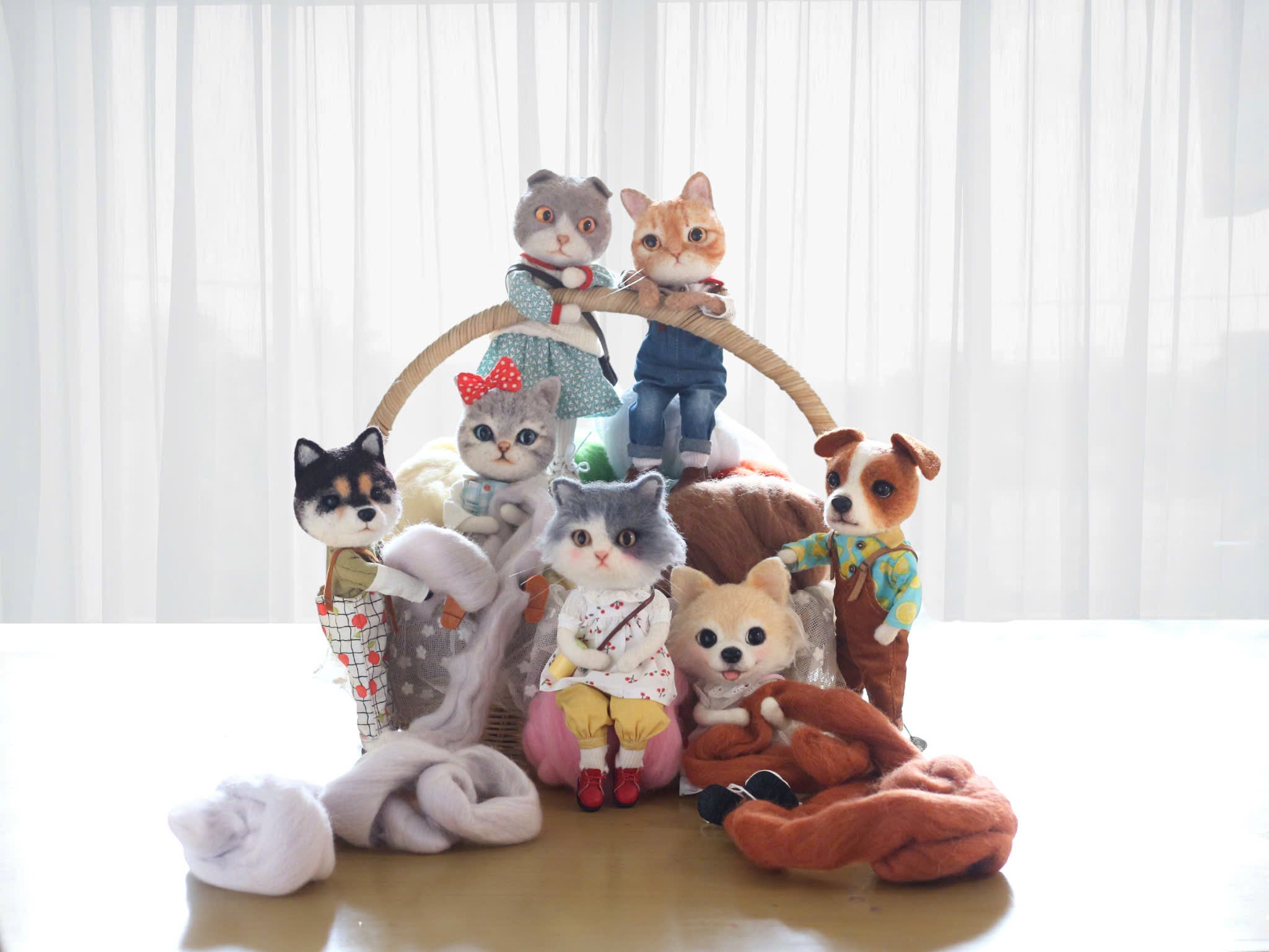 Handmade dog and cat dolls
