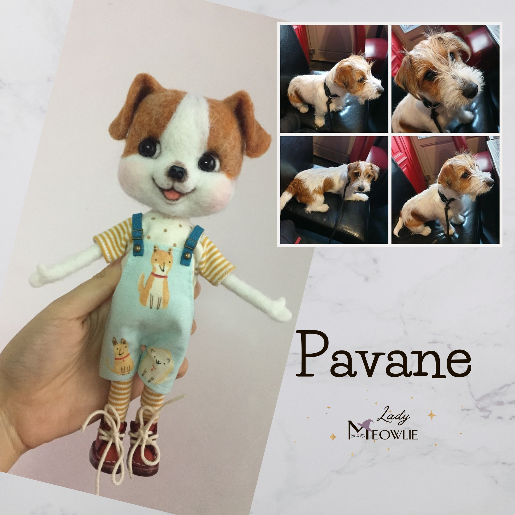 Comparison of a dog and its  customized dog doll