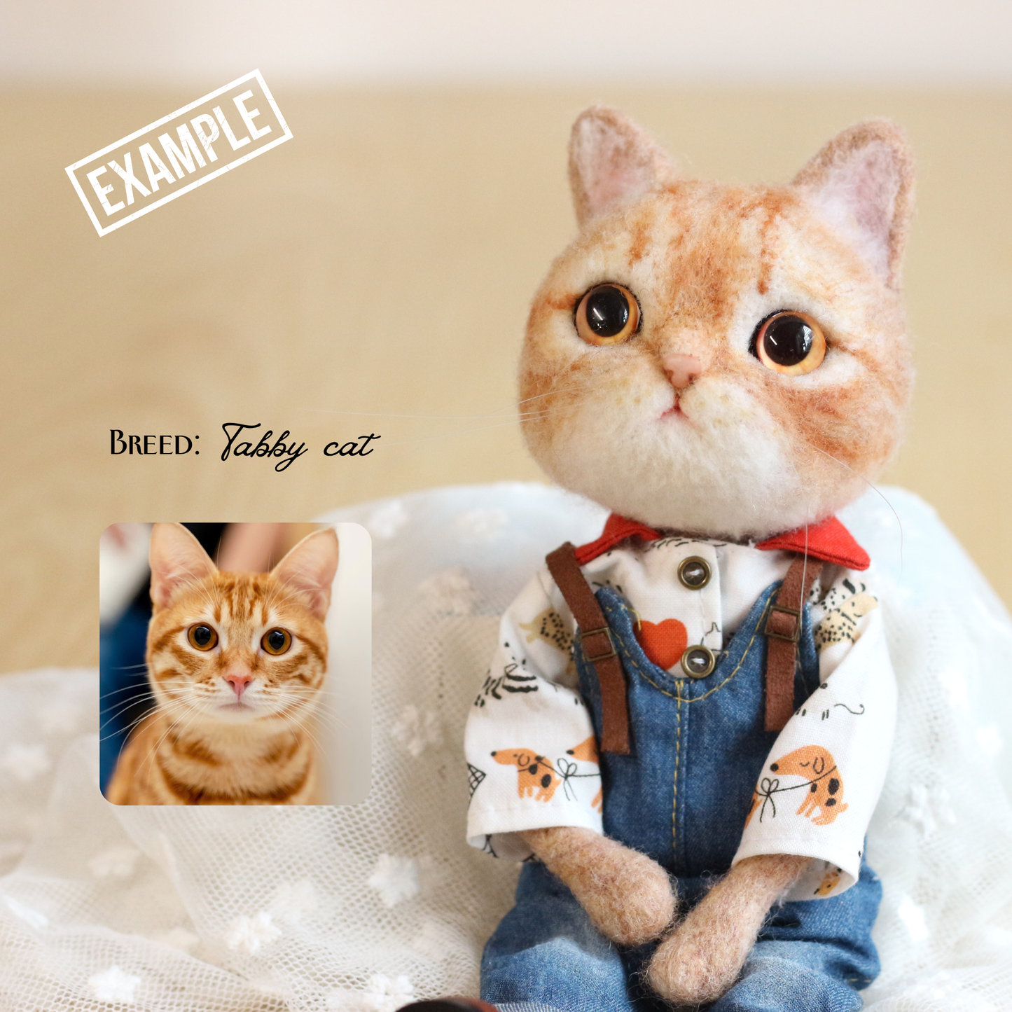 Tabby cat sculpture keepsake, needle felted pet replica