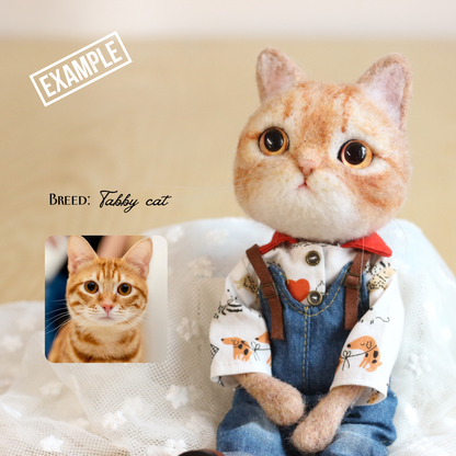 Tabby cat sculpture keepsake, needle felted pet replica