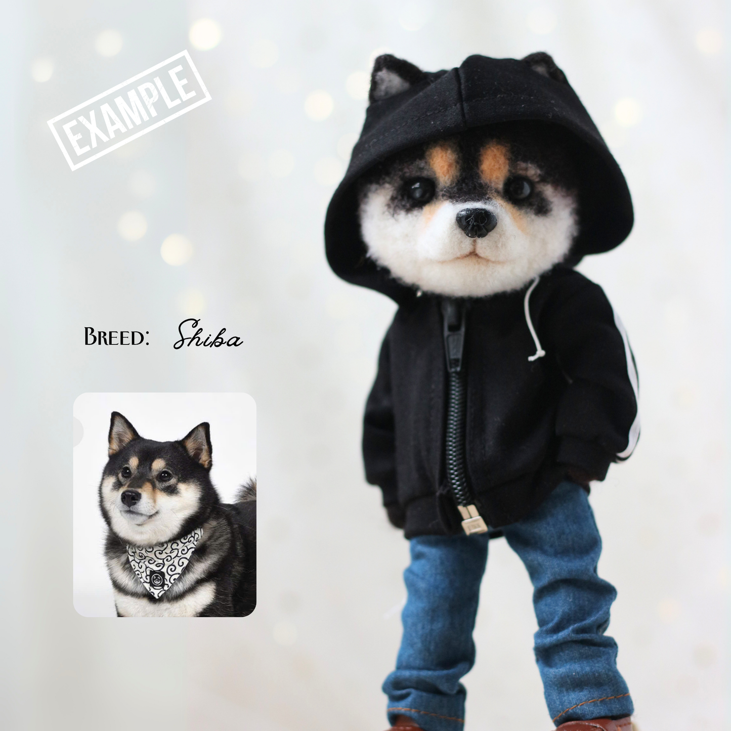Custom shiba dog figurine, lifelike pet replica keepsake